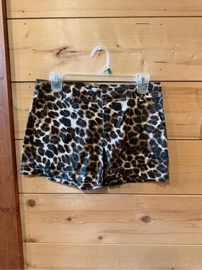 New York & Company Leopard Print Jean Shorts - Brown & Black